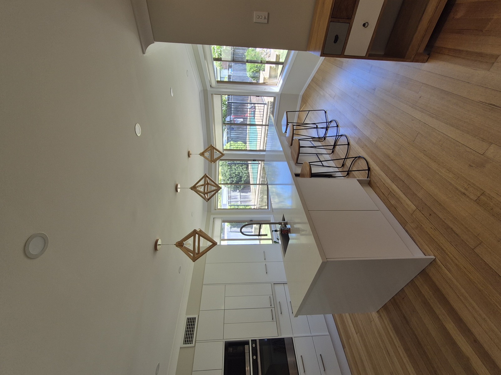 Freshly painted open-plan interior with feature walls