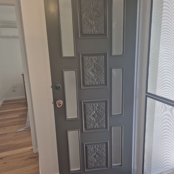 Feature front door finished in grey